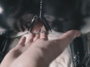 Latex milf wants finger orgasm from behind - Real amateur orgasm 4k 4/16