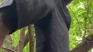 Young Nigga Pulls His Big Black Dick Out On A Busy Trail - Exhibition