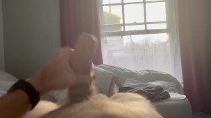 Wanking while my mate’s in the bathroom in our hotel.. horny straight guy jerking big cock 2 cumshot