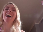 Naughty Blonde Teen Celestina B Get Pussy Fucked, Deep Throated and Throatpied by her New Boss! 16/16
