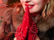 My new RED leather GLOVES close up FETISH video - ASMR relax sounding