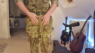 British Army soldier playing with his MASSIVE DICK!