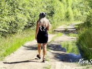 sexy blonde pissing in a puddle on the road 16/16