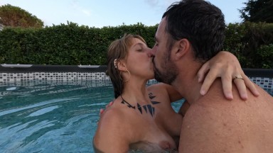 He suddenly takes my bikini off to fuck me in the swimming pool