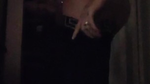 Johnholmesjunior in late night open blinds public solo show neighbours watch with huge cum load
