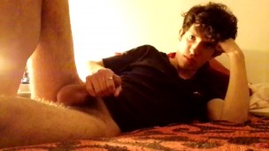  Twink masturbating in the bed and moaning soft 