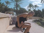 Fucking a realistic dildo on a street of Ibiza 10/16