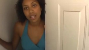 Petite ebony sucks dick on demand