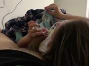 My friend invites me to watch a movie and I end up with his cock in my mouth (Real-Homemade) 12/16