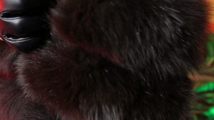 sexy short GLOVES FETISH video in FUR - sexual Domme