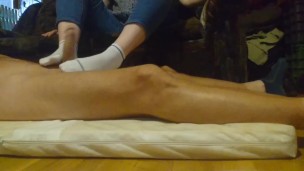 Footjob in socks 