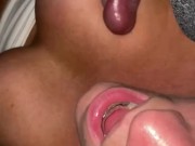 POV Cum on my tits 💦 Using a massage wand to make himself spurt on my big tits while I use my toy!  6/16