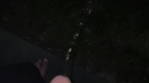 Slow Motion Outdoors Pissing in Backyard