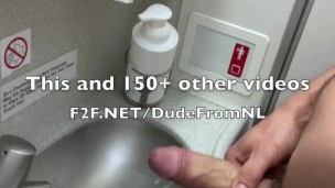 Jerking and cumming on a plane toilet