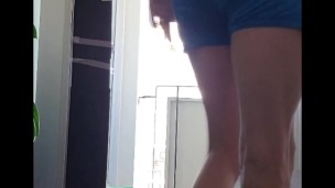johnholmesjunior caught in sunny daytime jerk off while door open and neighbours watch him shoot