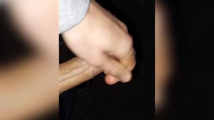 Young twink cruising in a car jerking off with a good load