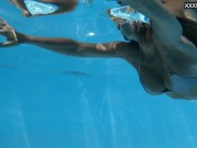 Watch her swim naked underwater in the pool 3/16