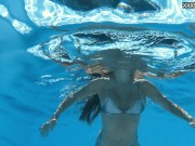 Watch her swim naked underwater in the pool 7/16
