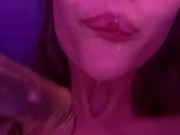 Spitting on dildo and fucking my cum dripping pussy 16/16
