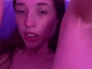 Spitting on dildo and fucking my cum dripping pussy 7/16