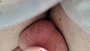 Femboy tgirl Chrissy Squirts Cum Thru Cage