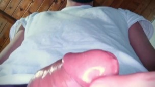 Intense masturbation with spit before bed I Stroke my big uncut latino cock until I shoot a BIG load