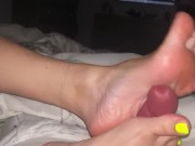 (PART 2) POV Footjob, Hubby fingering me while I stroke the cum from his cock with my feet! 😈 10/16