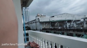 Thai Guy Balcony Risky Jacking off Showing his neighbours.