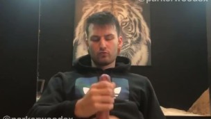 jerking my big uncut dick with EXPLOSIVE cumshot 💦