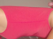 I wear my new red bodysuit to fuck and fill it with cum 15/16