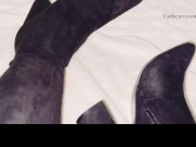 Feet teasing in tall boots then showing my thong and pussy!  5/16