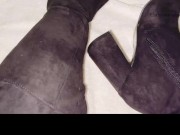 Feet teasing in tall boots then showing my thong and pussy!  6/16