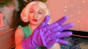 purple ASMR gloves VIDEO free fetish clip - amazing household latex gloves