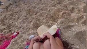 Amateur couple have sex on Greek beach