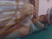 Watch Linsey Dawn McKenzie shows her enormous boobs while working out in the gym 6/16