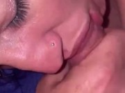 Close up POV I let him use my mouth as a pocket pussy 😈💦👄 Cums on my mouth! 1/16