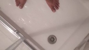 My male feet in the shower