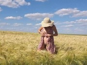 NO PANTIES n Playful Mood in Grain Fields # Up dress BUTT PLUG only
