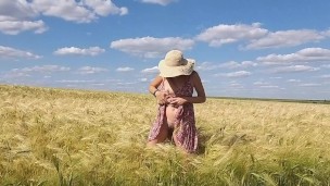 NO PANTIES n Playful Mood in Grain Fields # Up dress BUTT PLUG only