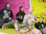 Tattoo maid gets ANAL fucked by 3 guys, big dicks, Ass to mouth, rough fuck 6/16