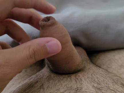 Twink teases small Uncut Cock