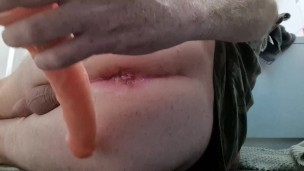 9 inch dildo full insert into my gaping ass including balls on base