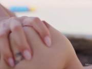 WOWGIRLS Beautiful Russian model Sonya Blaze using a pink toy on her oiled pussy outdoors 4/16