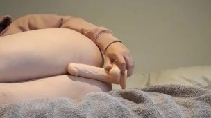 Thick Femoboy fucks his virgin ass with big dildo