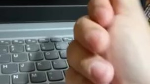 young guy shows your beauty hand