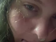 Girlfriend expertly sucks my uncut dick to wake me up until very thick cum shot 15/16