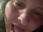 Girlfriend expertly sucks my uncut dick to wake me up until very thick cum shot 16/16