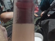 I pump my uncut cock with a penis pump 15/16