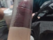I pump my uncut cock with a penis pump 2/16