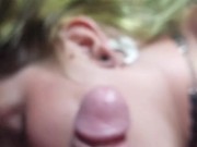 I cum on my girlfriends face while she pumps her nipple 14/16